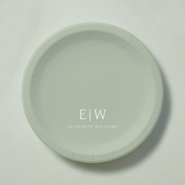 Elegant Professional Simple Monogram Minimalist Paper Plate (Creator Uploaded)