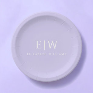 Elegant Professional Simple Monogram Minimalist Paper Plate
