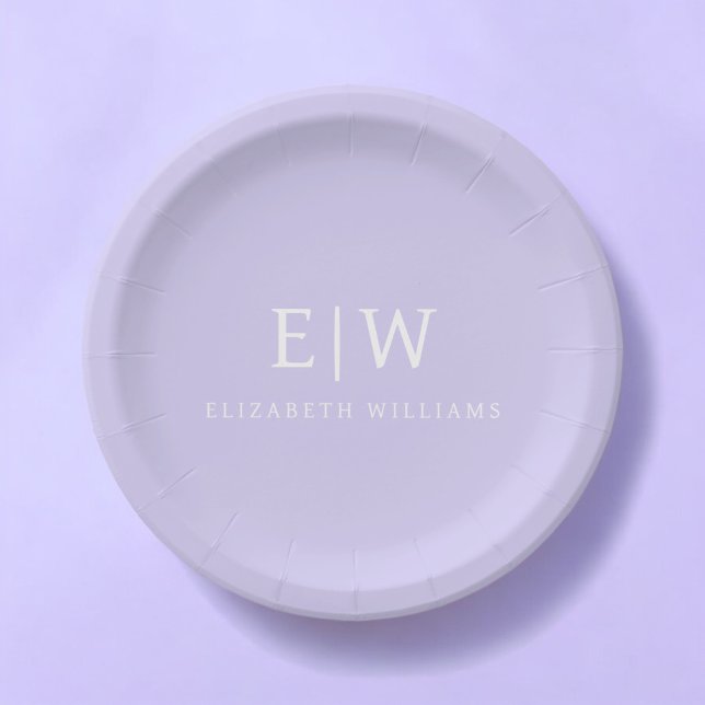 Elegant Professional Simple Monogram Minimalist Paper Plate (Creator Uploaded)