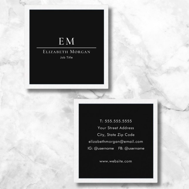 Elegant Professional Simple Monogram Minimalist Square Business Card (Creator Uploaded)
