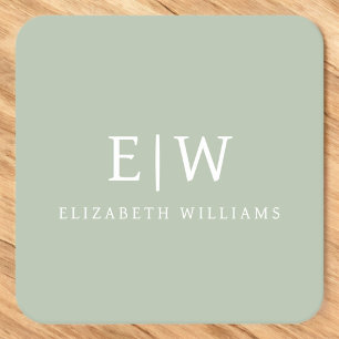 Elegant Professional Simple Monogram Minimalist Square Paper Coaster