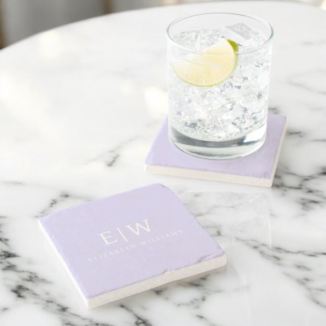 Elegant Professional Simple Monogram Minimalist Stone Coaster (Creator Uploaded)
