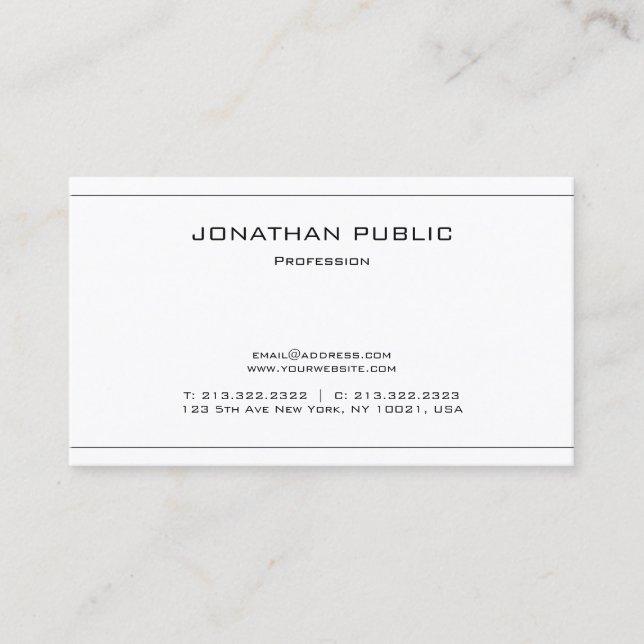 Elegant Professional Sleek Plain Modern Design Business Card (Front)