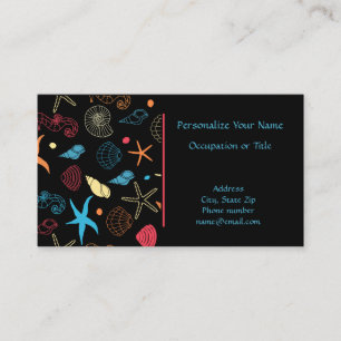 Elegant & Professional Starfish & Seashells Ocean Business Card