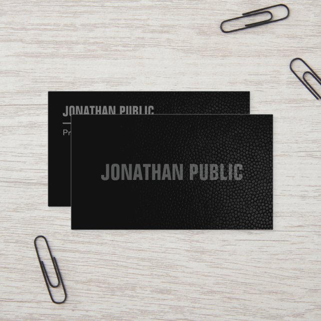 Elegant Professional Template Black Leather Look Business Card (Front/Back In Situ)