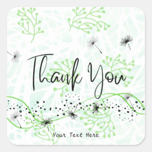 Elegant Professional Thank You Typography Green Square Sticker
