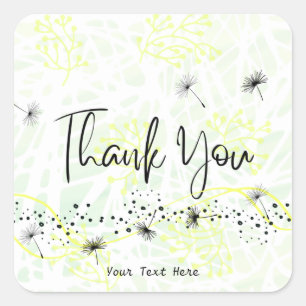 Elegant Professional Thank You Typography Yellow Square Sticker