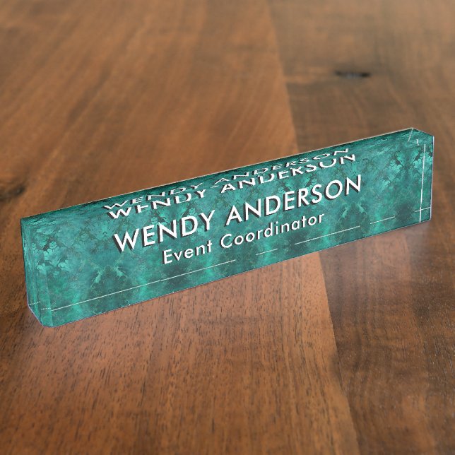 Elegant professional trendy Green Agate Marble Nameplate (Side)