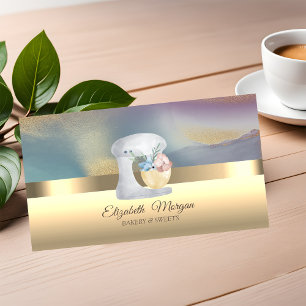 Elegant Professional Watercolor Mixer Bakery Gold Business Card