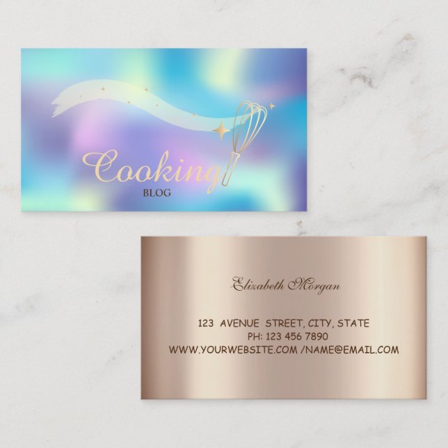 Elegant Professional,Whisk,Cooking,Holographic Business Card (Front/Back)