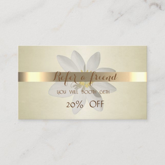 Elegant Professional,White Daisy  Referral Card (Front)