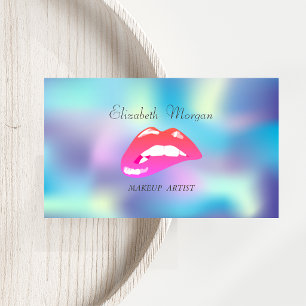 Elegant Proffesional Iridescent Holographic Lips Business Card