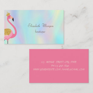 Elegant Proffesional Pink Flamingo Holographic Business Card