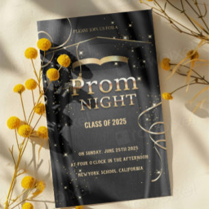 Elegant Prom Night Class of 2025 Invitation   Gold