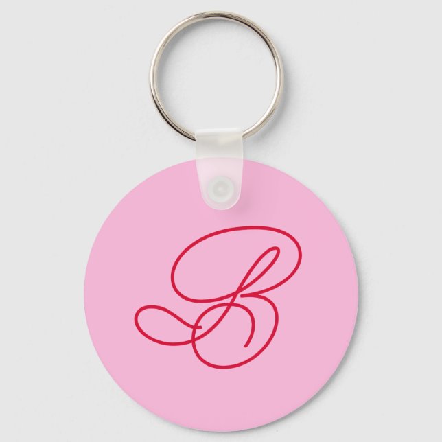 Elegant Promotional Logo Monogram Initial Pink Key Ring (Front)