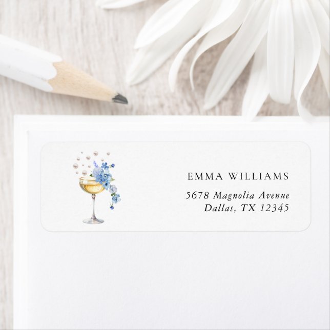 Elegant Prosecco Bridal Shower Return Address Label (Insitu)