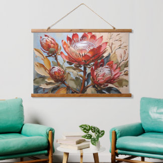 Elegant Protea Art Graceful Floral Design Hanging Tapestry