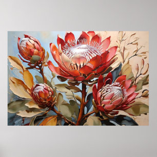 Elegant Protea Art Graceful Floral Design  Poster