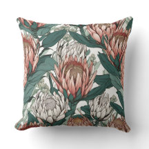 Elegant Protea Throw Pillow