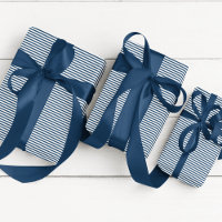 Elegant Prussian Blue and White Thin Striped