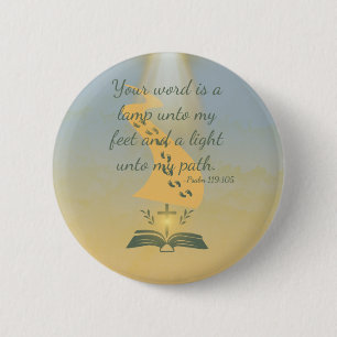 Elegant Psalm 119:105 Watercolor 6 Cm Round Badge