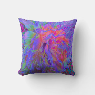 Elegant Psychedelic Decorative Dahlia Flower Cushion