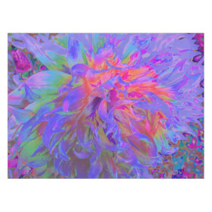 Elegant Psychedelic Decorative Dahlia Flower Tablecloth