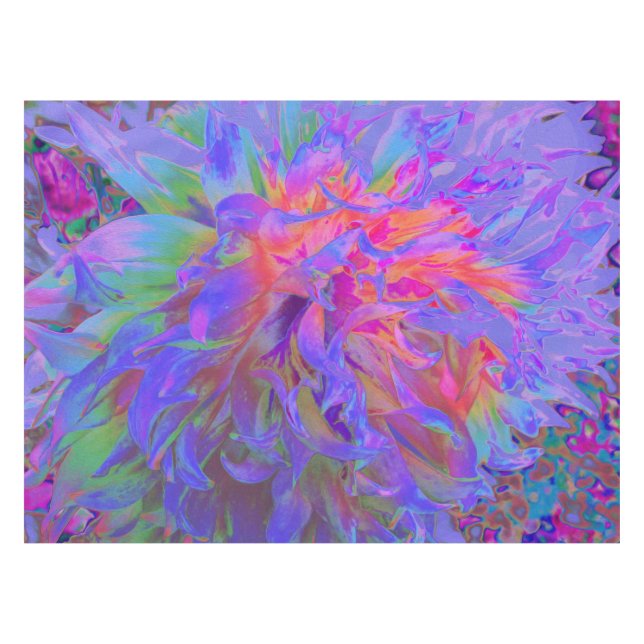 Elegant Psychedelic Decorative Dahlia Flower Tablecloth (Front (Horizontal))