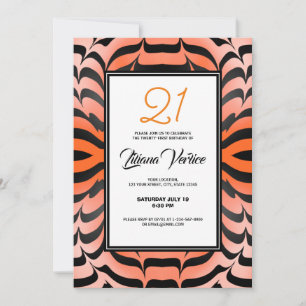 Elegant Psychedelic Orange Black Tiger Skin Print Invitation