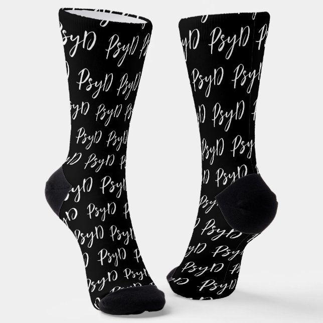 Elegant PsyD Doctor of Psychology Graduation Socks (Angled)