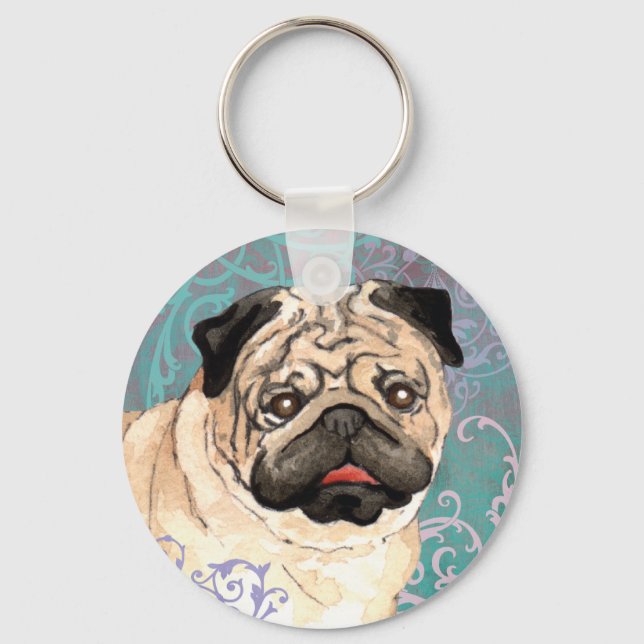 Elegant Pug Key Ring (Front)