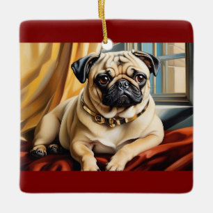 Elegant Pug Portrait Ornament