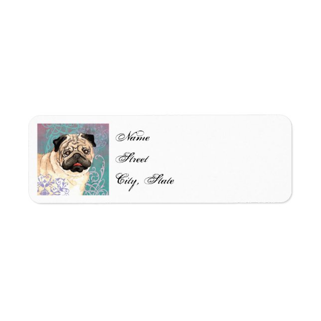Elegant Pug Return Address Label (Front)
