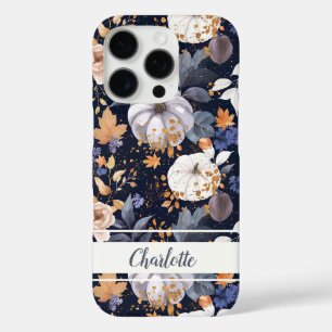 Elegant Pumpkin and flowers fall pattern iPhone 16 Pro Case