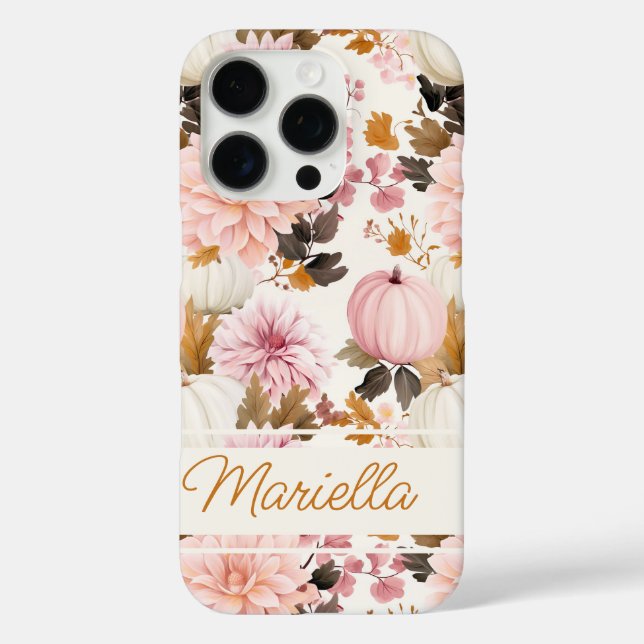 Elegant Pumpkin and flowers fall pattern Case-Mate iPhone Case (Back)