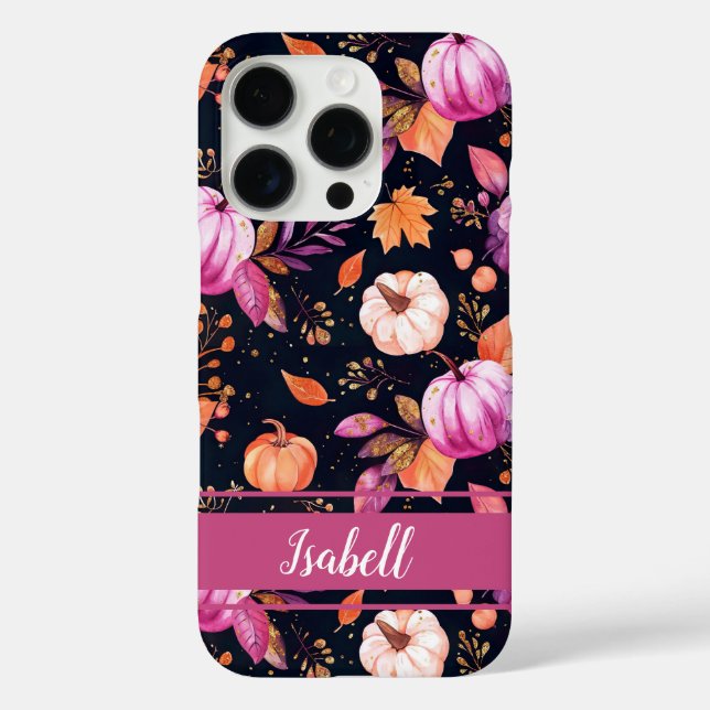 Elegant Pumpkin and flowers fall pattern Case-Mate iPhone Case (Back)