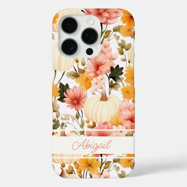 Elegant Pumpkin and flowers fall pattern Case-Mate iPhone Case (Back)