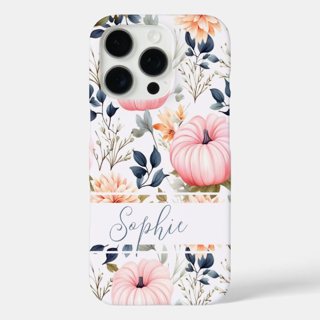 Elegant Pumpkin and flowers fall pattern Case-Mate iPhone Case (Back)