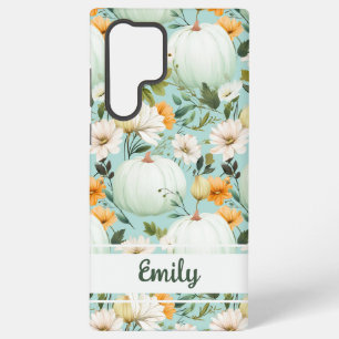 Elegant Pumpkin and flowers fall pattern Samsung Galaxy Case