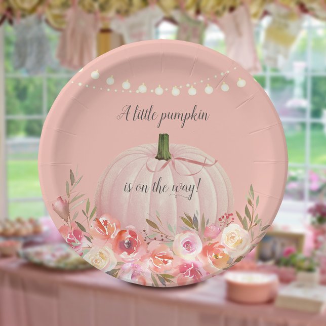 Elegant Pumpkin Baby Girl Shower Paper Plate (Creator Uploaded)