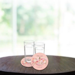 Elegant Pumpkin Baby Girl Shower Round Paper Coaster