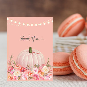 Elegant Pumpkin Baby Shower Thank You Rose Gold Card