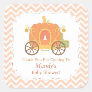 Elegant Pumpkin Carriage Baby Shower Decor Square Sticker
