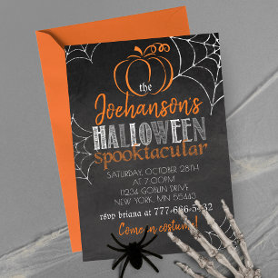 Elegant Pumpkin Chalkboard Halloween Party Invitation