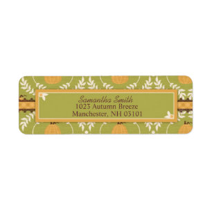 Elegant Pumpkin Damask Print for Thanksgiving Return Address Label