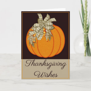 Elegant Pumpkin Design 2 Thanksgiving Wishes Card