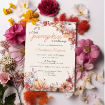 Elegant Pumpkin Fall Autumn Floral Baby Shower