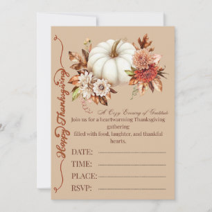 Elegant Pumpkin Fall Floral Invitation