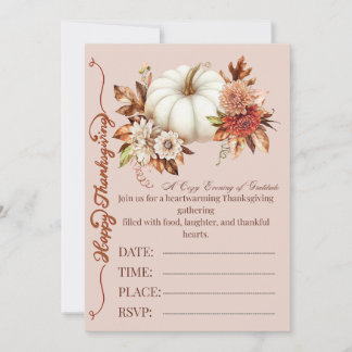 Elegant Pumpkin Fall Floral Invitation