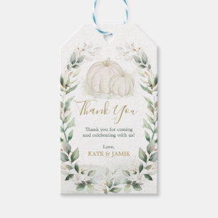 Elegant Pumpkin Fall Greenery Gold Wreath Favours Gift Tags
